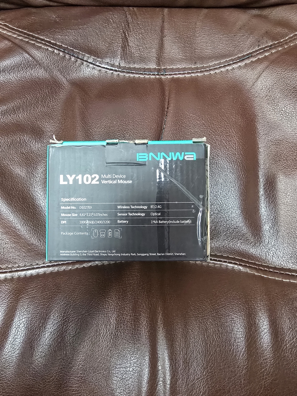 BNNWA LY102 Vertical Mouse - Black with Teal Accents